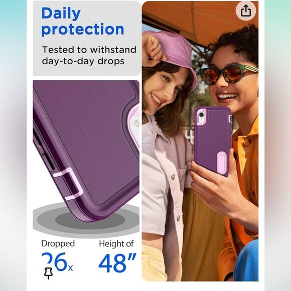 AICASE Tough+ Protection Series Heavy Duty Purple Case For iPhone XR - Picture 3 of 8